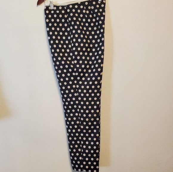 Talbots RSVP black ankle pants-textured ivory dots - Picture 2 of 7